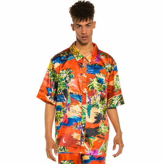 GRIMEY OCEAN GATEWAYS BUTTON UP SHIRT RED