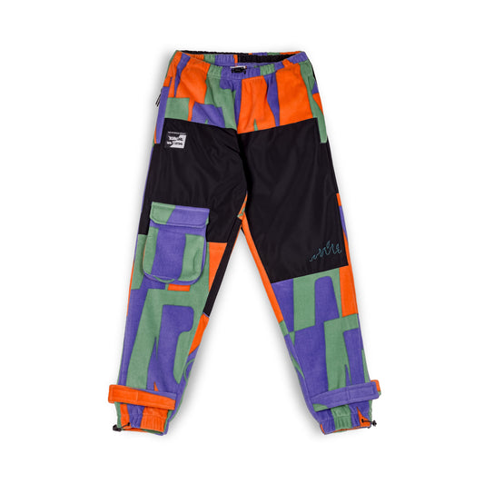 GRIMEY SNOW FOX ALL OVER PRINT POLAR FLEECE TRACK PANTS MULTICOLOR