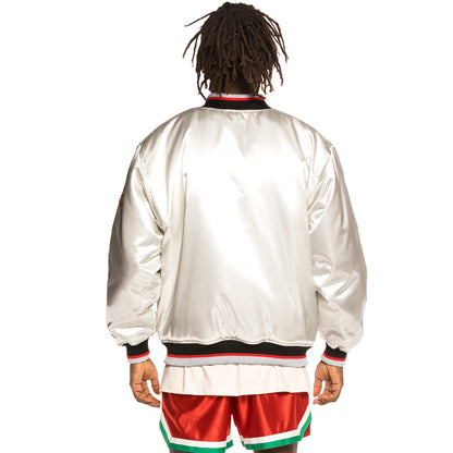 GRIMEY THE LOOT REVERSIBLE SATIN JACKET WHITE
