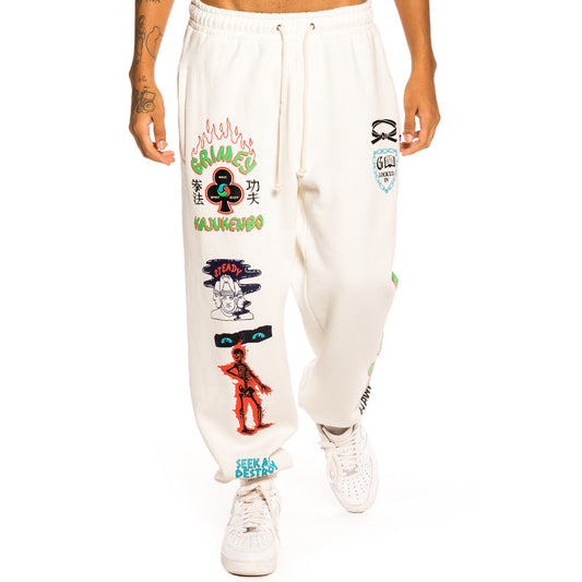 GRIMEY DESTROY ALL FEAR SWEATPANTS WHITE
