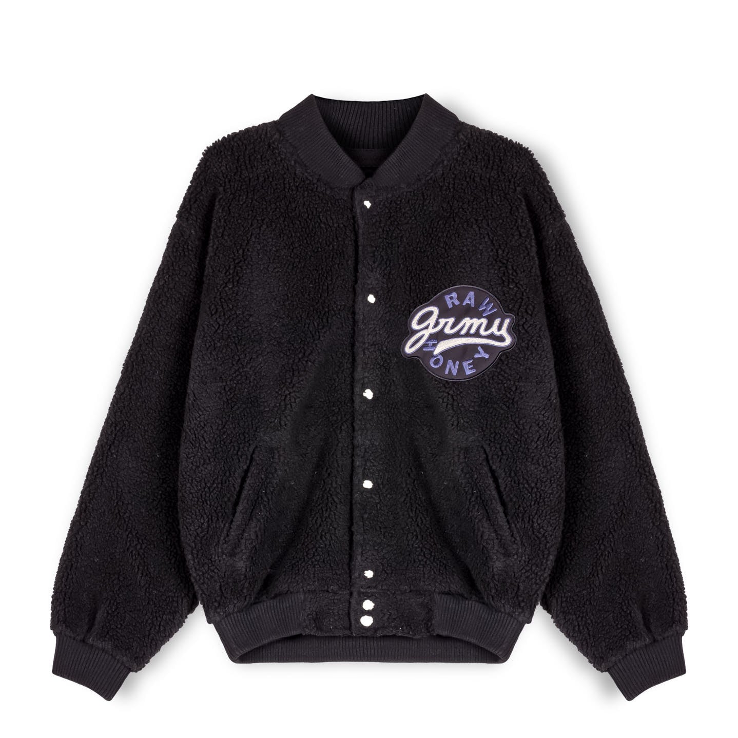 GRIMEY HIVE SHERPA BUTTON SWEATSHIRT BLACK