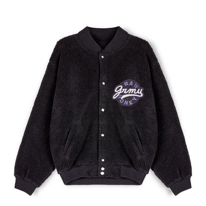 GRIMEY HIVE SHERPA BUTTON SWEATSHIRT BLACK