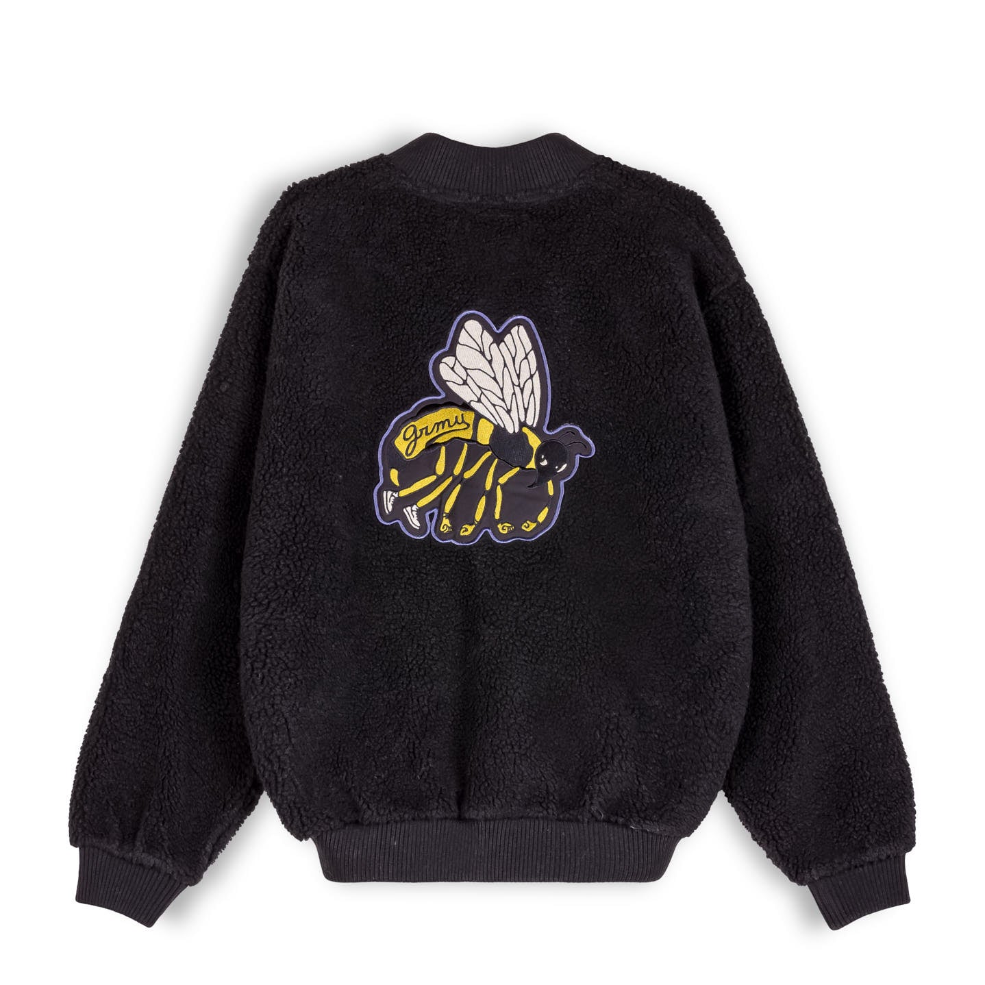 GRIMEY HIVE SHERPA BUTTON SWEATSHIRT BLACK