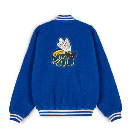 GRIMEY HIVE SHERPA BUTTON SWEATSHIRT BLUE