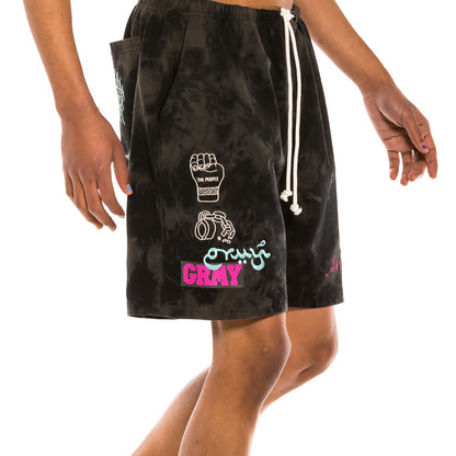 GRIMEY DAY DREAMER BLEACHED SWEATSHORTS BLEACHED BLACK