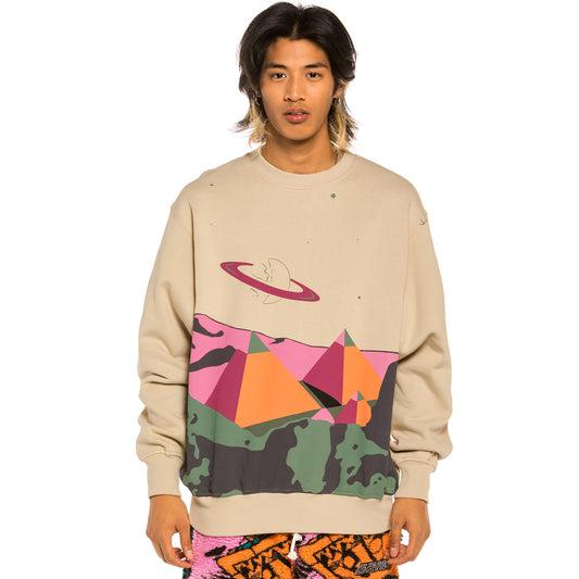 GRIMEY SPACE LADY CREWNECK SAND