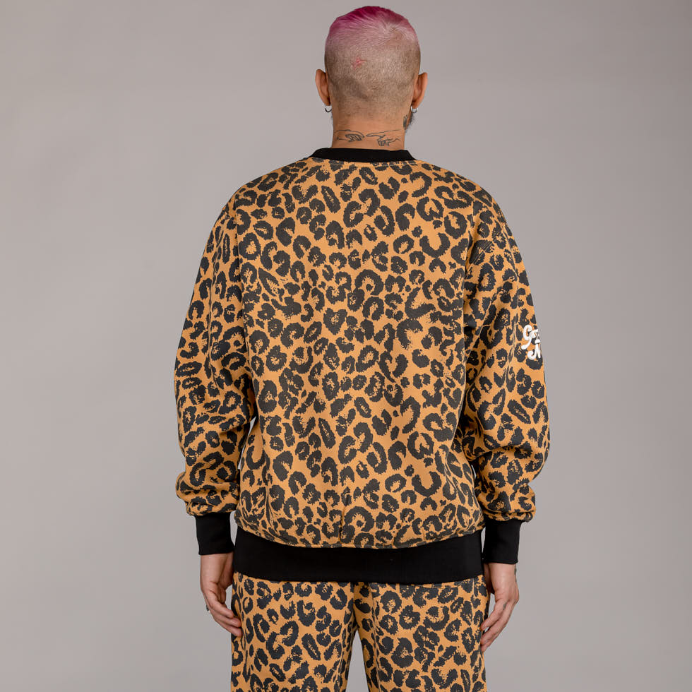 GRIMEY WESTBOUND ALL OVER PRINT CREWNECK LEOPARD