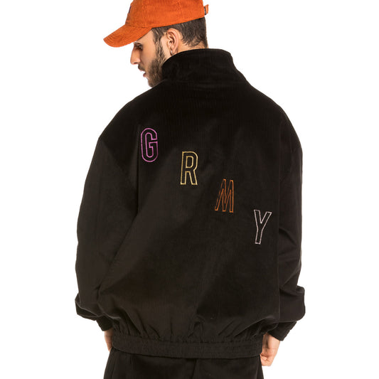 GRIMEY NITE MARAUDER CORDUROY TRACK JACKET BLK