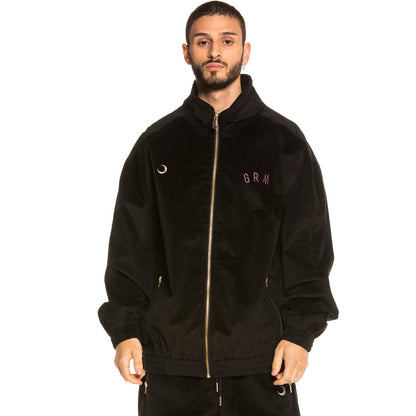 GRIMEY NITE MARAUDER CORDUROY TRACK JACKET BLK