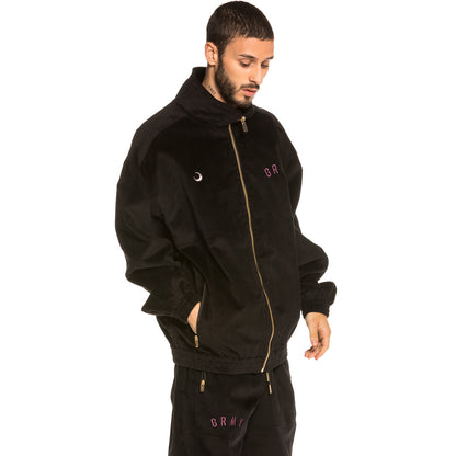 GRIMEY NITE MARAUDER CORDUROY TRACK JACKET BLK