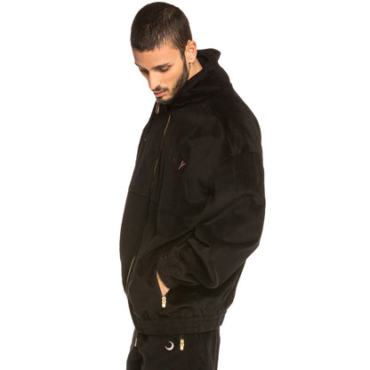 GRIMEY NITE MARAUDER CORDUROY TRACK JACKET BLK
