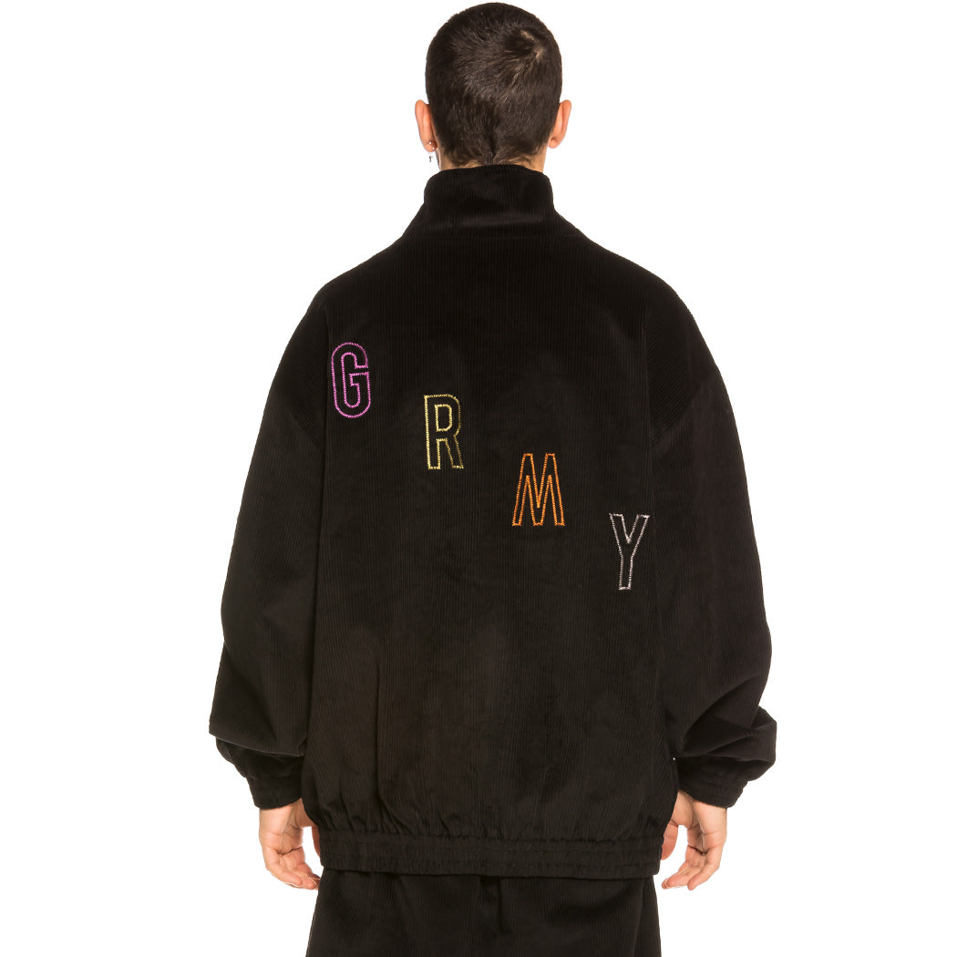 GRIMEY NITE MARAUDER CORDUROY TRACK JACKET BLK