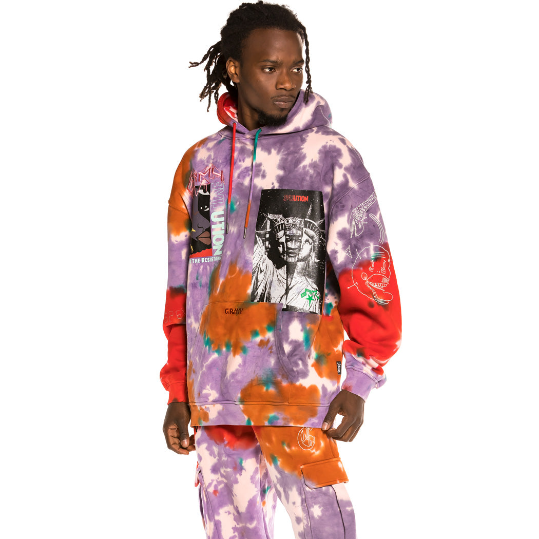 GRIMEY LIVEUTION MAGIC 4 RESISTANCE TIE DYE HOODIE TIE DYE