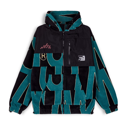 GRIMEY SNOW FOX ALL OVER PRINT POLAR FLEECE ZIP HOODIE BLUE