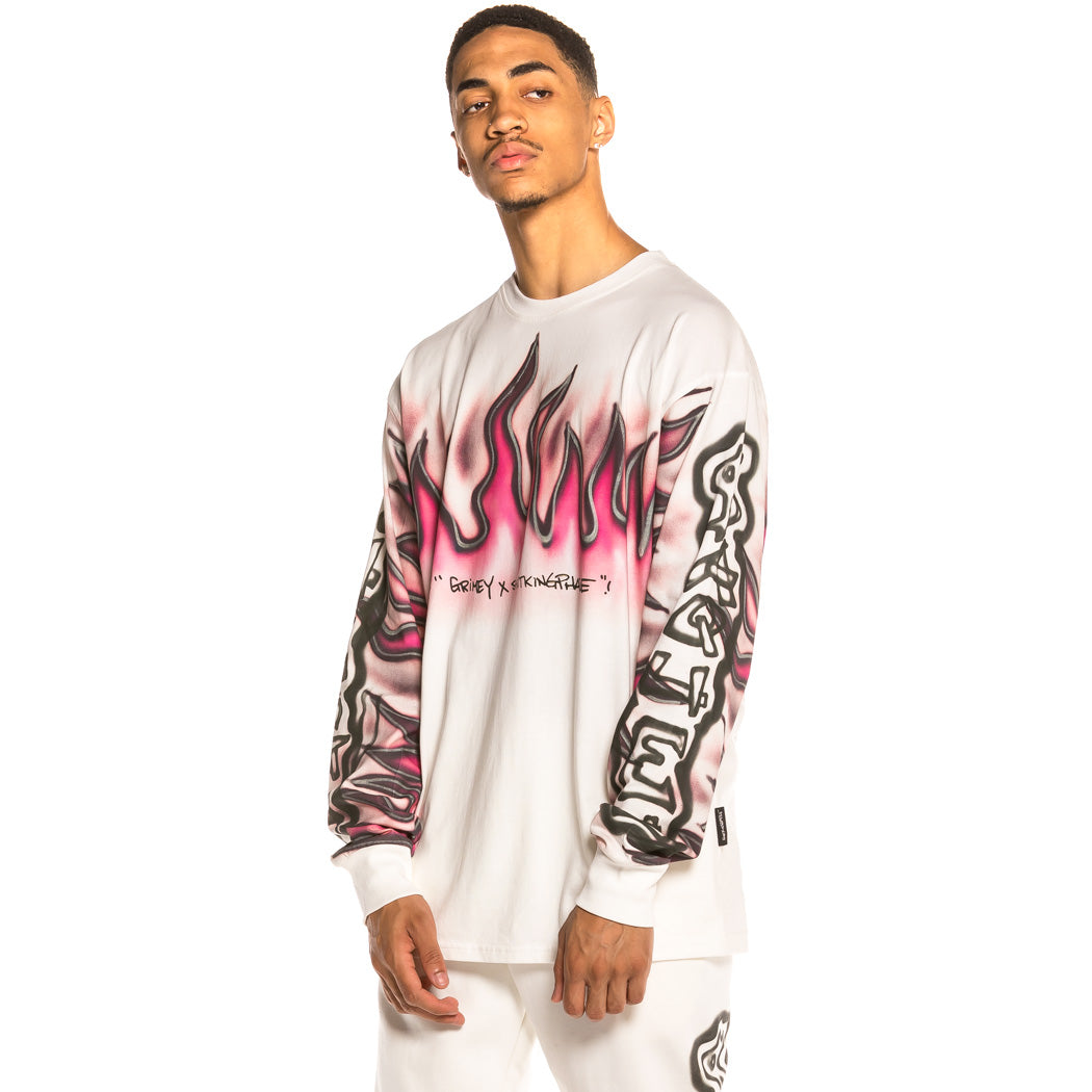 GRIMEY X SHIRTKING PHADE LONG SLEEVE TEE WHITE